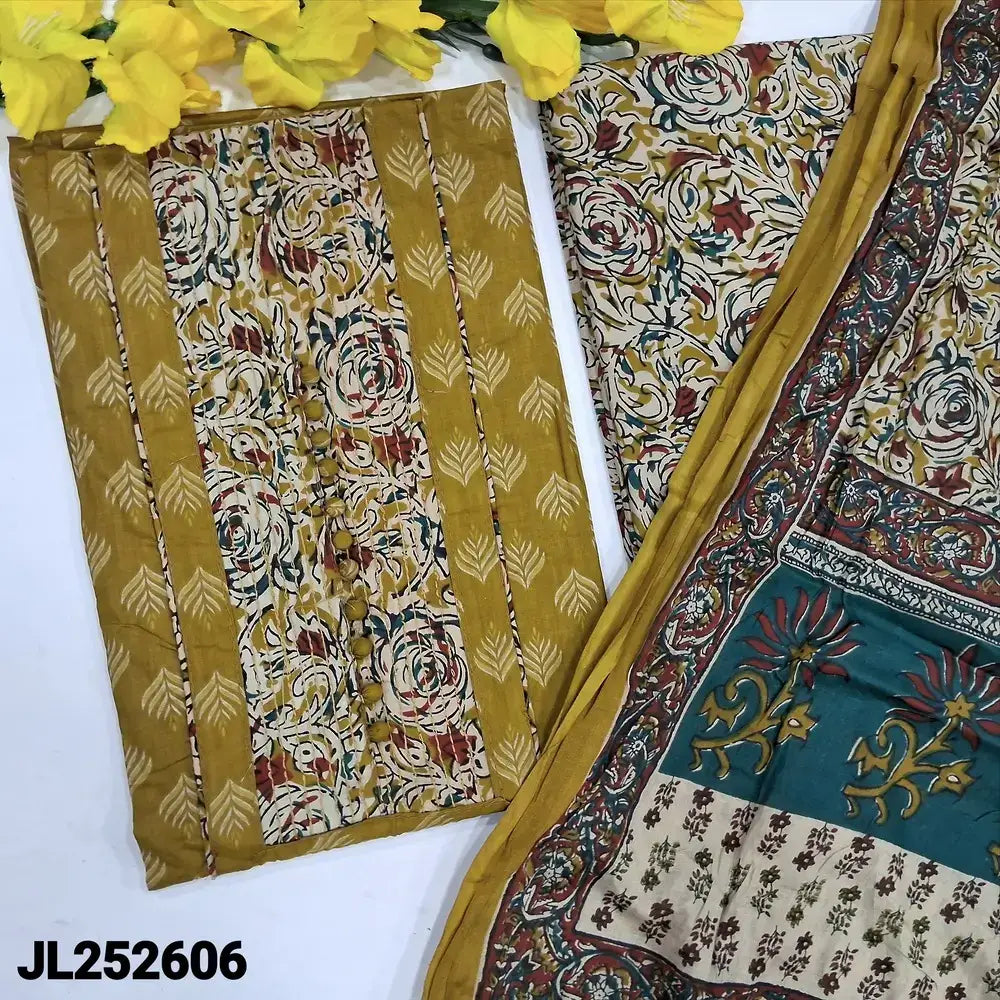 Mehandhi yellow printed soft cotton salwar material jl252606-Neidhal