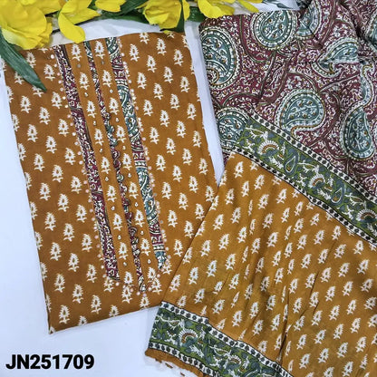 Mehandhi yellow printed soft cotton salwar material jn251709-Neidhal