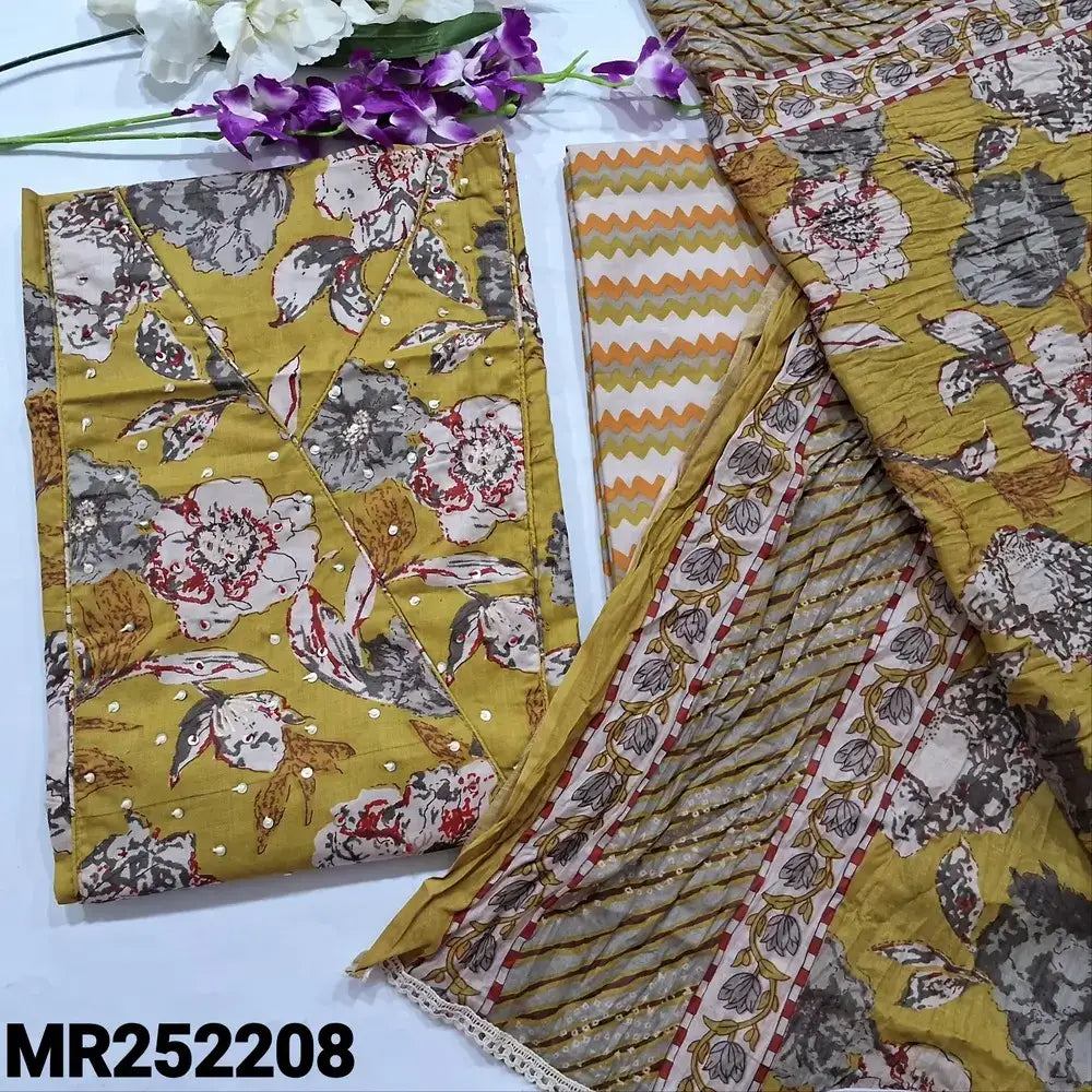 Mehandhi yellow printed soft cotton salwar material mr252208-Neidhal