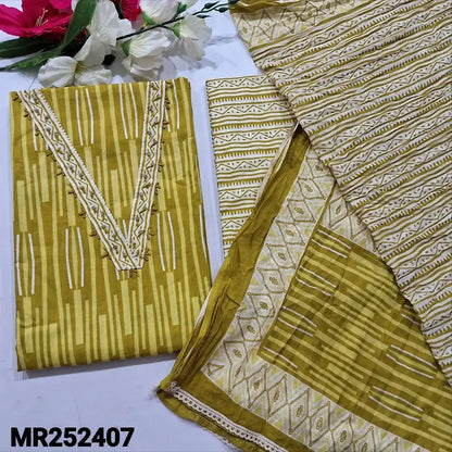 Mehandhi yellow printed soft cotton salwar material mr252407-Neidhal