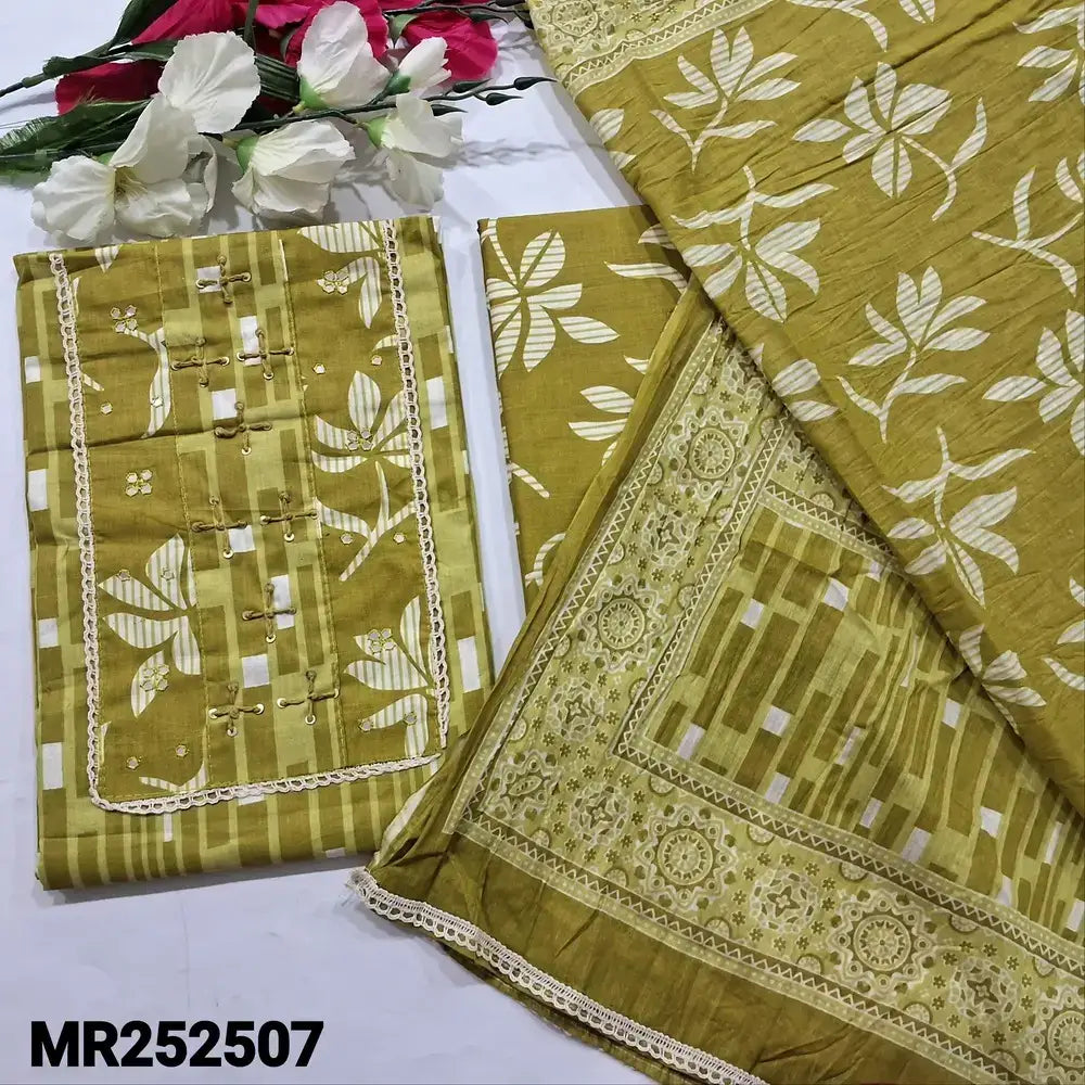 Mehandhi yellow printed soft cotton salwar material mr252507-Neidhal