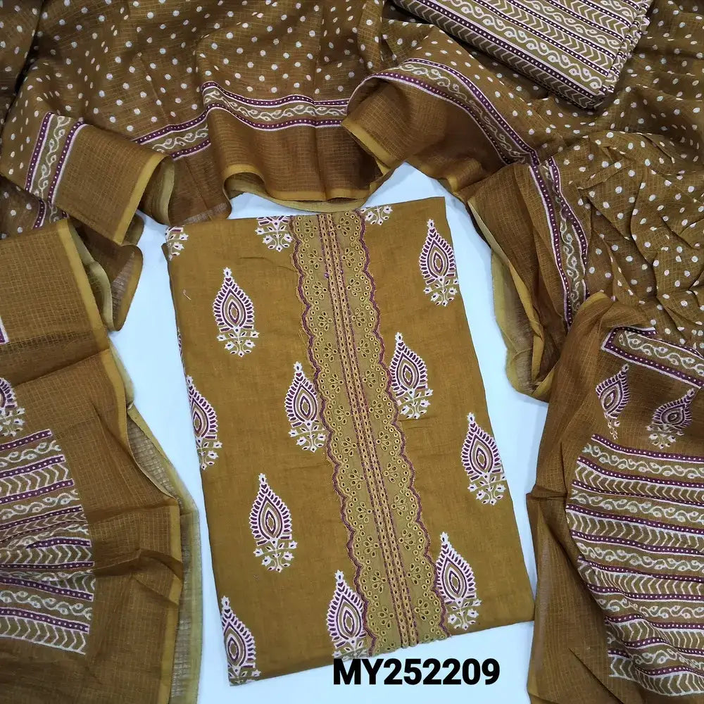 Mehandhi yellow printed soft cotton salwar material my252209-Neidhal