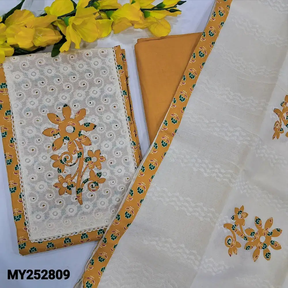 Mehandhi yellow printed soft cotton salwar material my252809-Neidhal