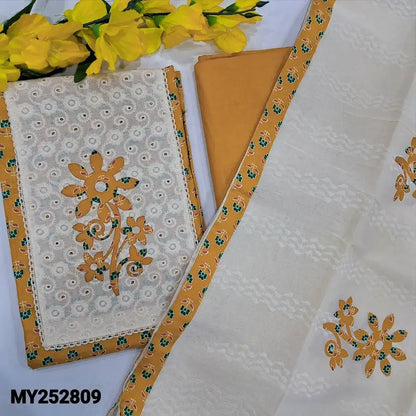 Mehandhi yellow printed soft cotton salwar material my252809-Neidhal