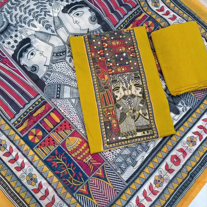 Mehandhi yellow pure cotton salwar material jn251406-Neidhal