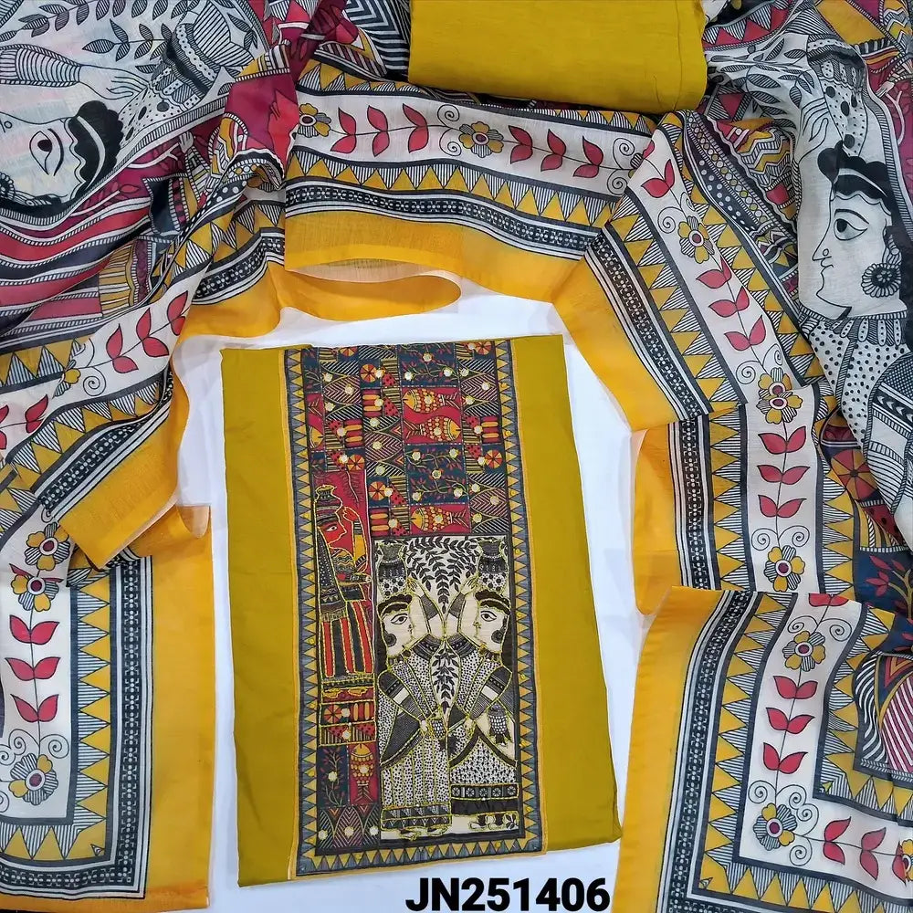Mehandhi yellow pure cotton salwar material jn251406-Neidhal