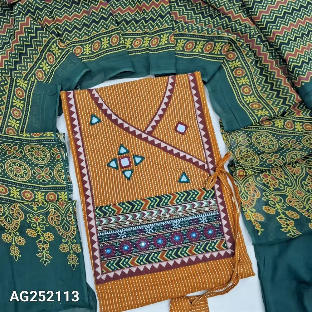 Mehandhi yellow pure kantha cotton salwar material ag252113 Neidhal