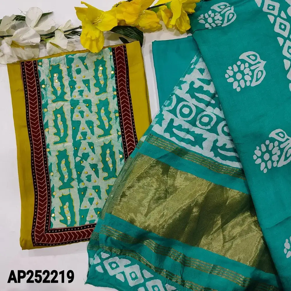 Mehandhi yellow satin cotton salwar material ap252219-Neidhal