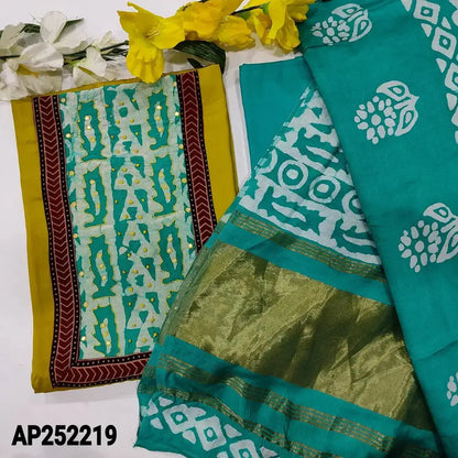 Mehandhi yellow satin cotton salwar material ap252219-Neidhal