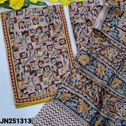 Mehandhi yellow satin cotton salwar material jn251313-Neidhal