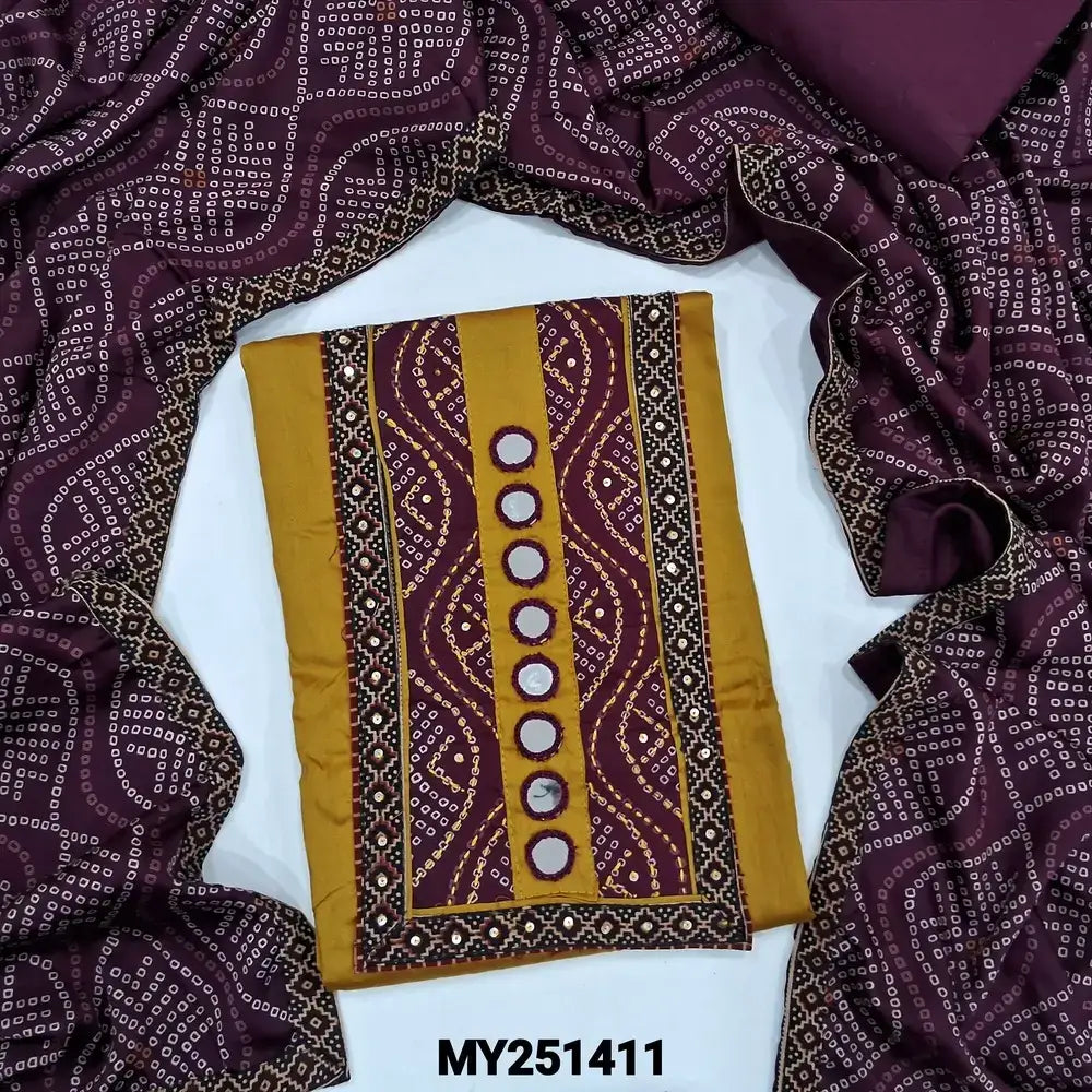 Mehandhi yellow satin cotton salwar material my251411-Neihdal