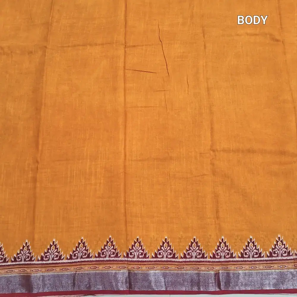 Mehandhi yellow semi linen saree ns195-Neidhal