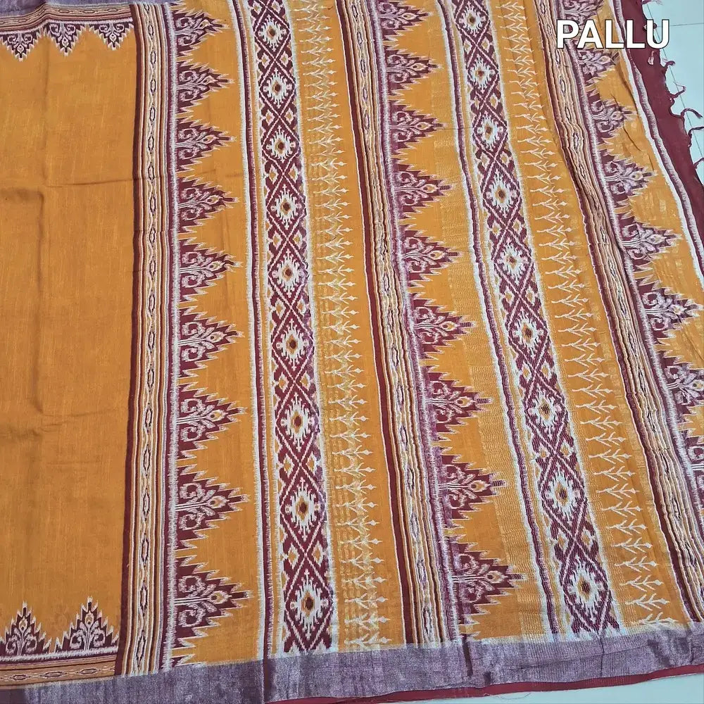 Mehandhi yellow semi linen saree ns195-Neidhal
