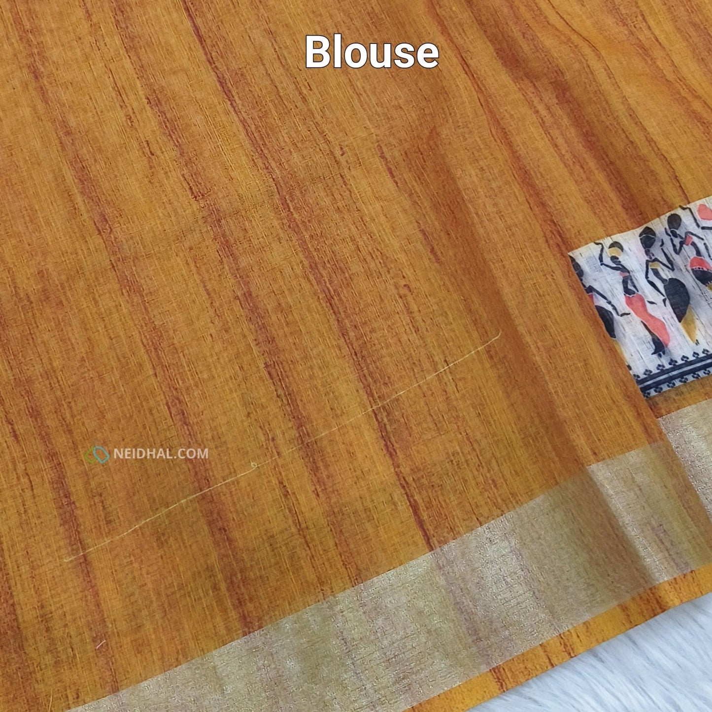 Mehandhi yellow semi linen saree ns56-Neidhal