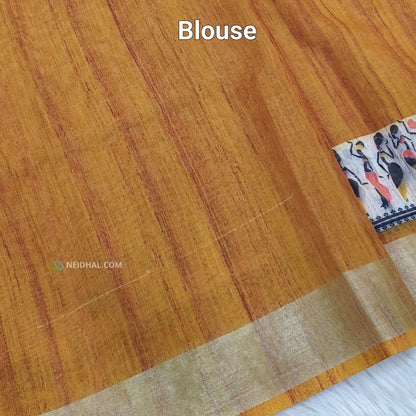 Mehandhi yellow semi linen saree ns56-Neidhal