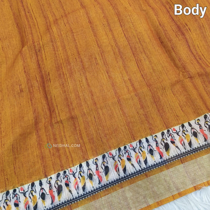 Mehandhi yellow semi linen saree ns56-Neidhal