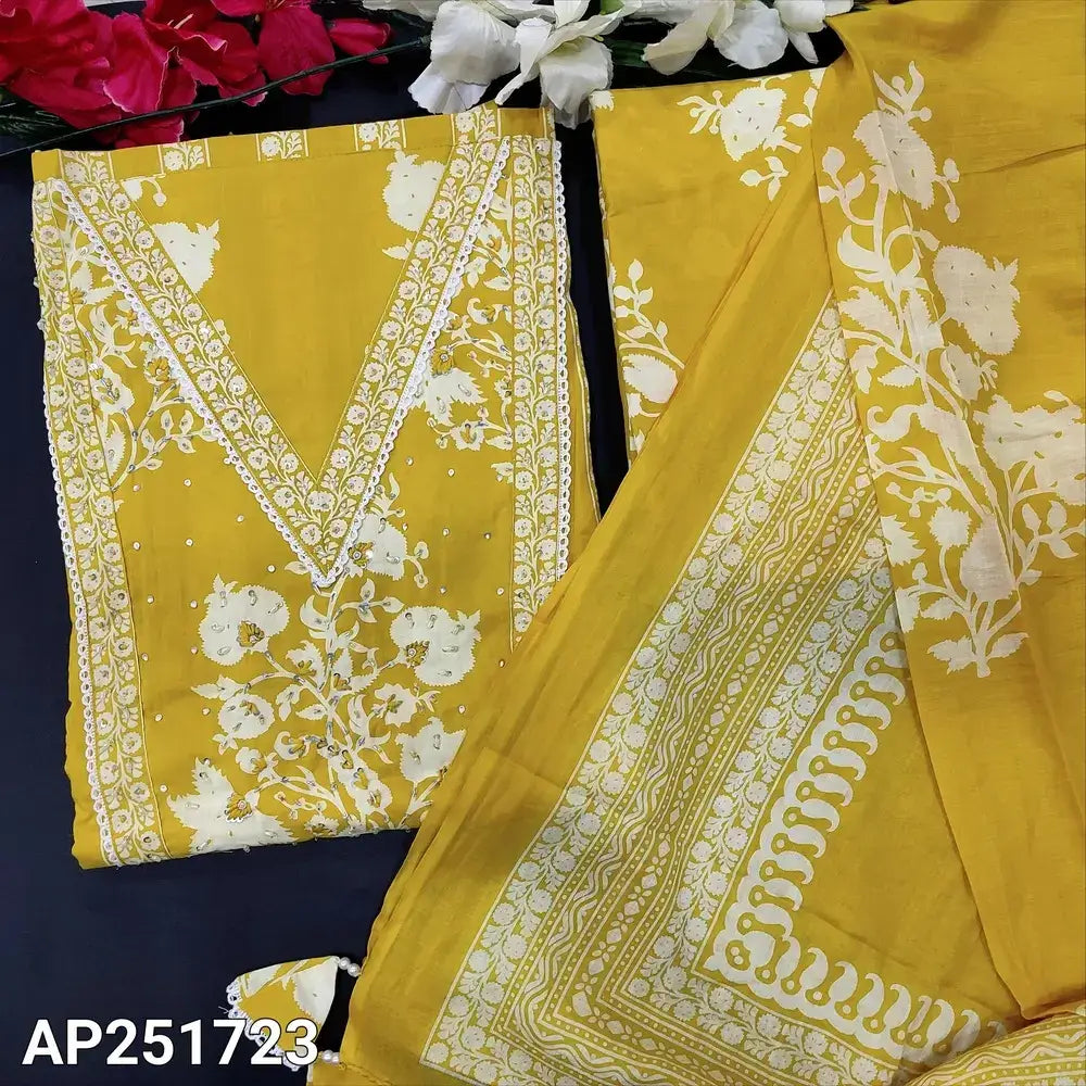 Mehandhi yellow soft cotton salwar material ap251723-Neidhal