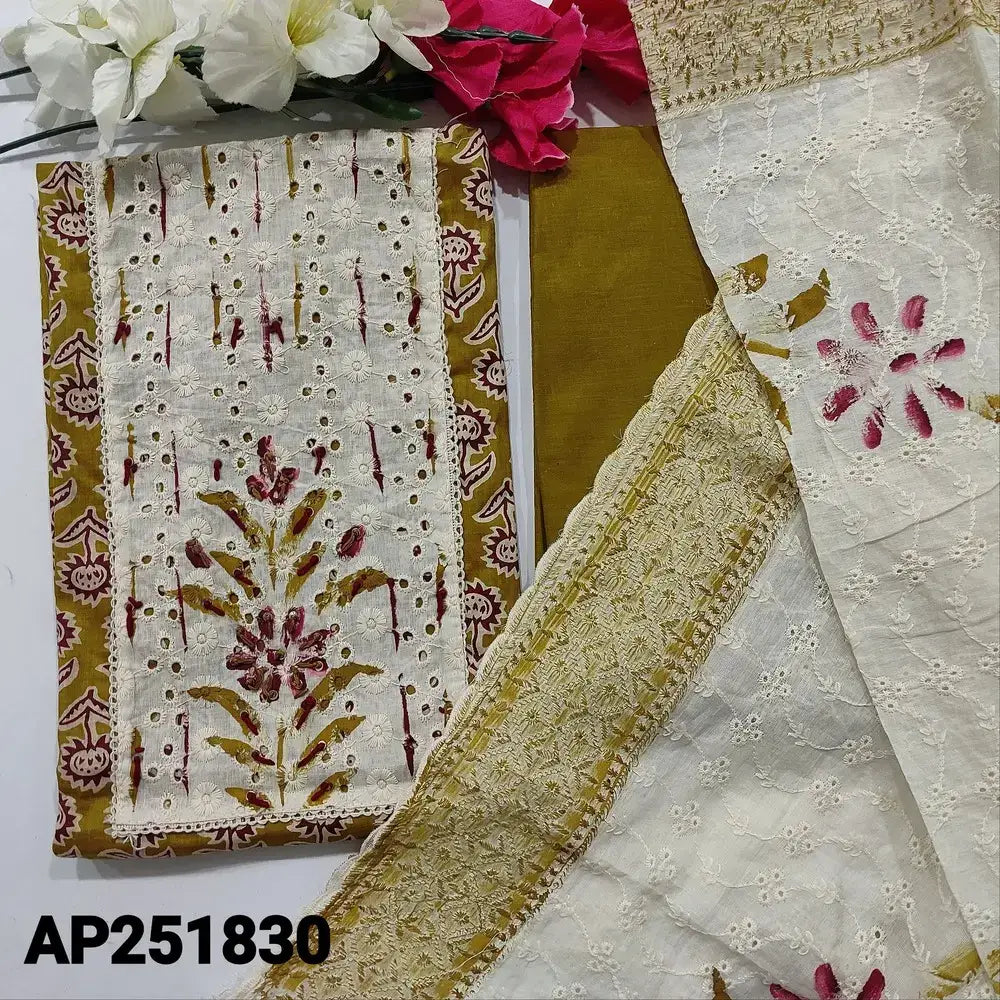 Mehandhi yellow soft cotton salwar material ap251830-Neidhal