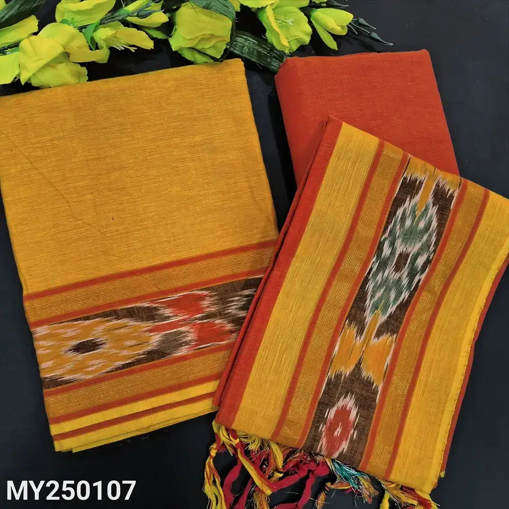 Mehandhi yellow south handloom cotton salwar material my250107-Neidhal