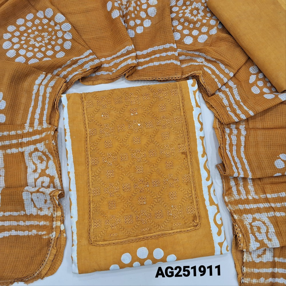 Mehandhi yellow wax batik dyed pure cotton salwar material ag251911 Neidhal