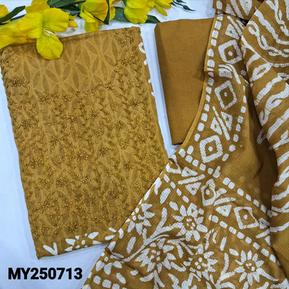 Mehandhi yellow wax batik jakard cotton salwar material my250713-Neidhal