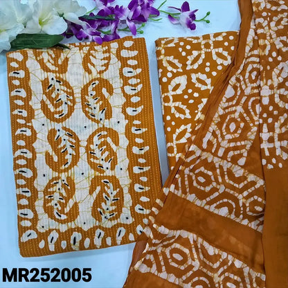 Mehandhi yellow wax batik kantha cotton salwar material mr252005-Neidhal
