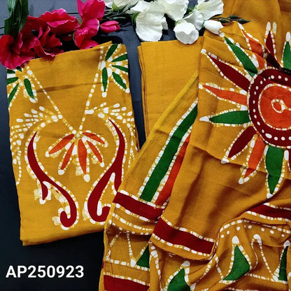 Mehandhi yellow wax batik modal cotton salwar material ap250923-Neidhal