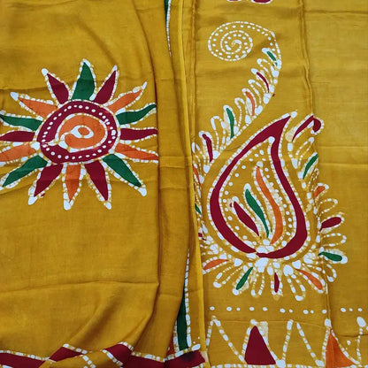 Mehandhi yellow wax batik modal cotton salwar material ap250923-Neidhal