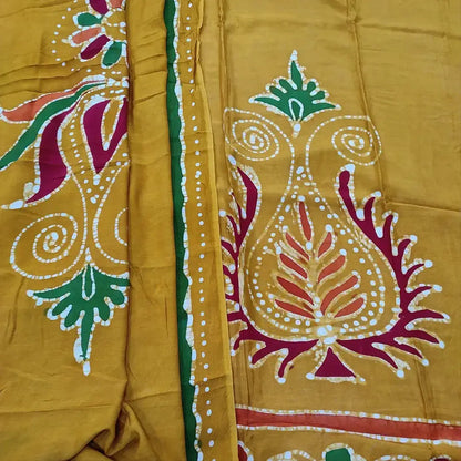 Mehandhi yellow wax batik modal cotton salwar material ap250504-Neidhal