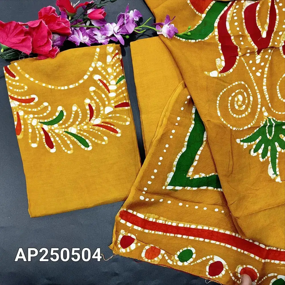 Mehandhi yellow wax batik modal cotton salwar material ap250504-Neidhal
