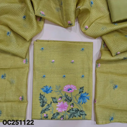 mehandi yellow kota silk silk cotton salwar material OC251122-Neidhal