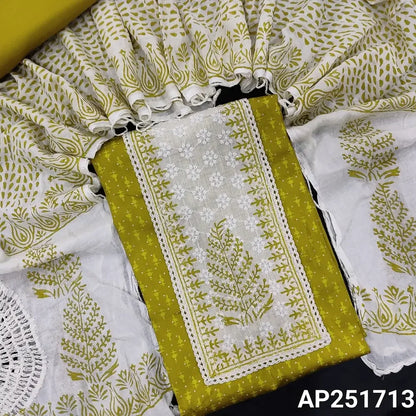 Mehndi Yellow Printed Satin Cotton Salwar Material AP251713 Neidhal