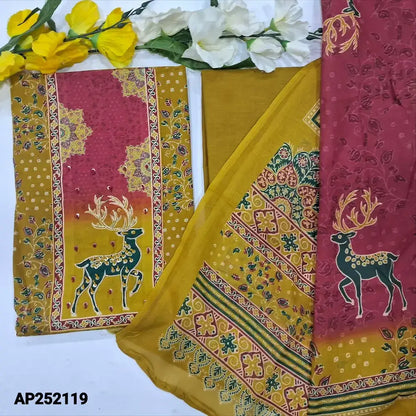 Mehndi Yellow Printed Soft Cotton Salwar Material AP252119- Neidhal