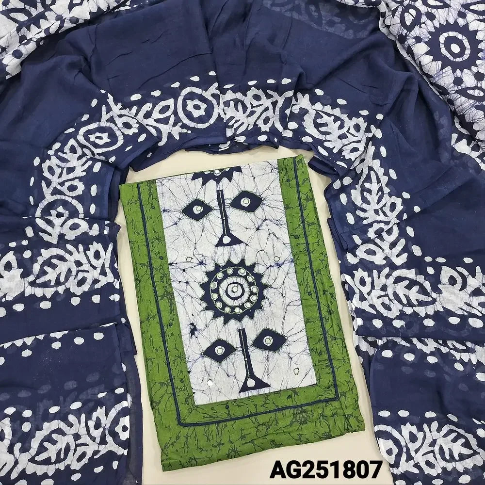 Mossy green batik dyed soft cotton salwar material ag251807 Neidhal