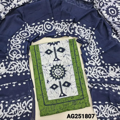 Mossy green batik dyed soft cotton salwar material ag251807 Neidhal