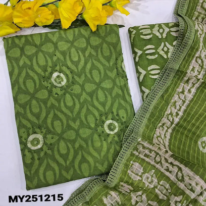 Mossy green batik jakard cotton salwar material my251215-Neidhal