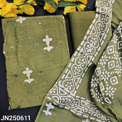 Mossy green batik premium soft silk cotton salwar material jn250611-Neidhal