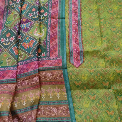 Mossy green digital patola printed silk cotton salwar material mr252303-Neidhal