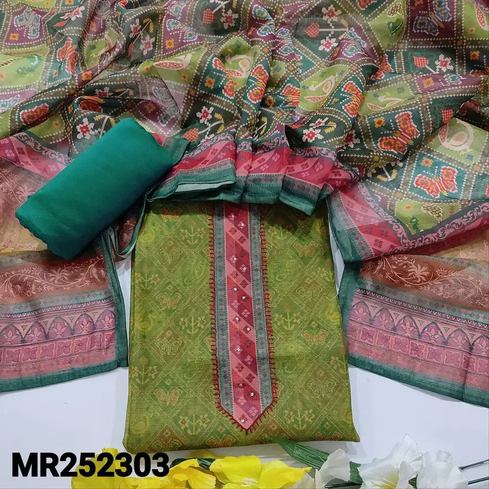 Mossy green digital patola printed silk cotton salwar material mr252303-Neidhal