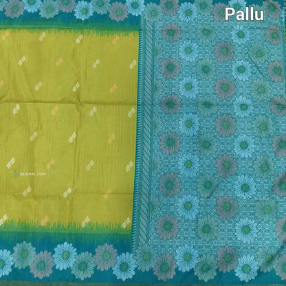 Mossy green digital printed fancy chappa silk saree ns160-Neidhal