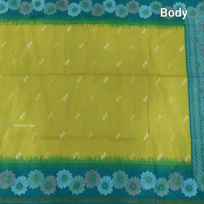 Mossy green digital printed fancy chappa silk saree ns160-Neidhal