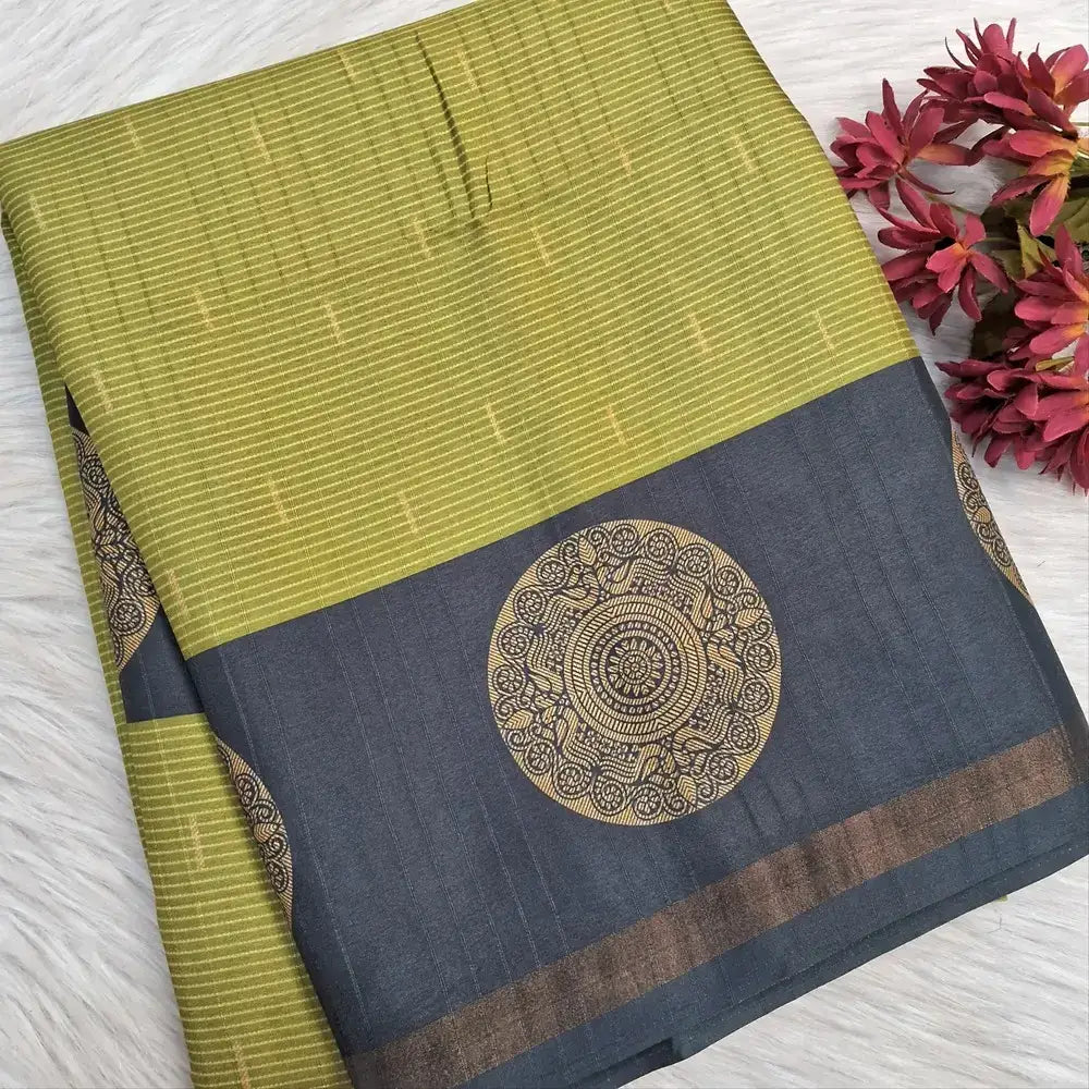 Mossy green fancy chappa silk saree ns216-Neidhal