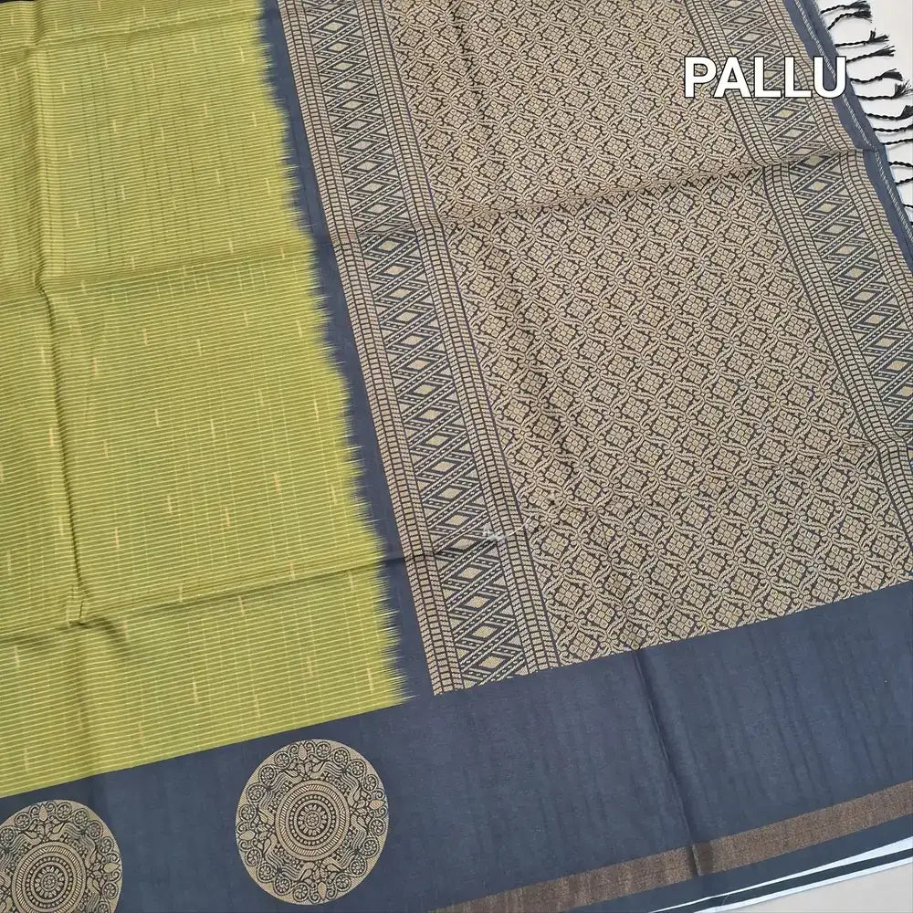 Mossy green fancy chappa silk saree ns216-Neidhal
