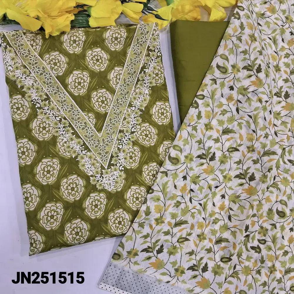 Mossy green floral printed soft cotton salwar material jn251515-Neidhal