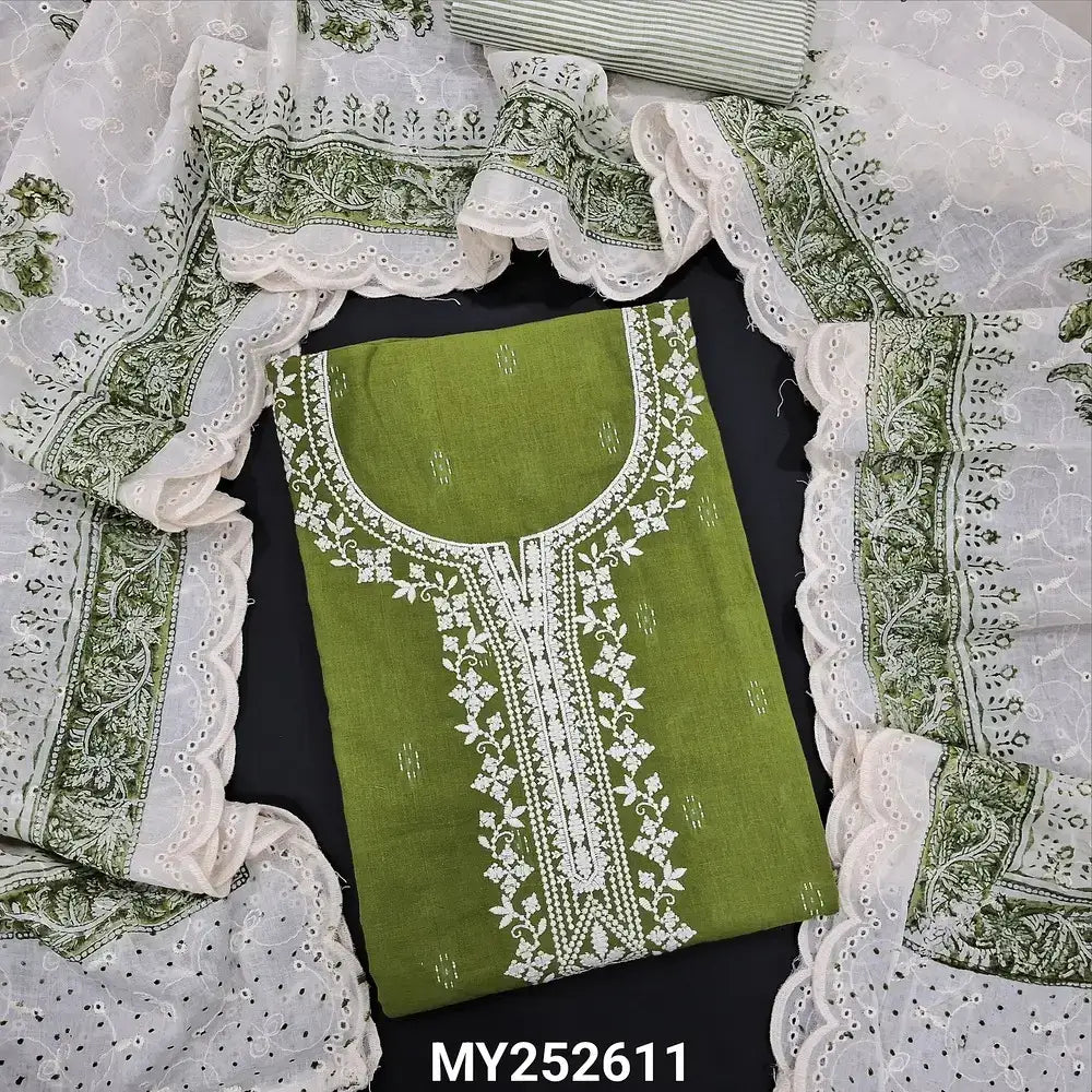 Mossy green handloom cotton salwar material my252611-Neidhal