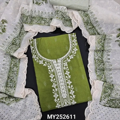 Mossy green handloom cotton salwar material my252611-Neidhal