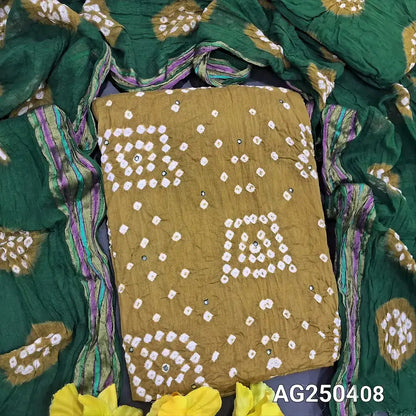 Mossy green original bandhini pure cotton salwar material ag250408-Neidhal