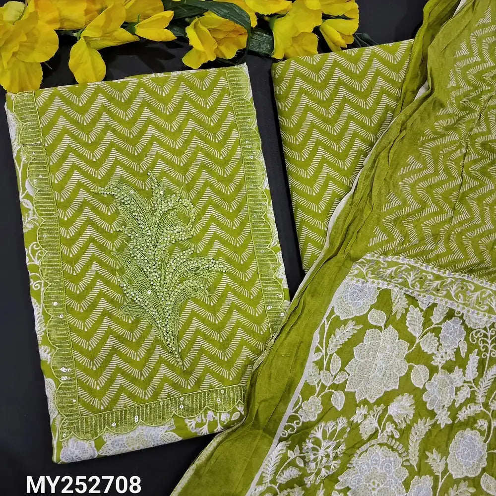 Mossy green printed soft cotton salwar material my252708-Neidhal