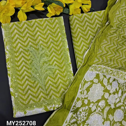 Mossy green printed soft cotton salwar material my252708-Neidhal
