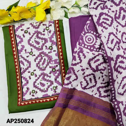 Mossy green satin cotton salwar material ap250824-Neidhal